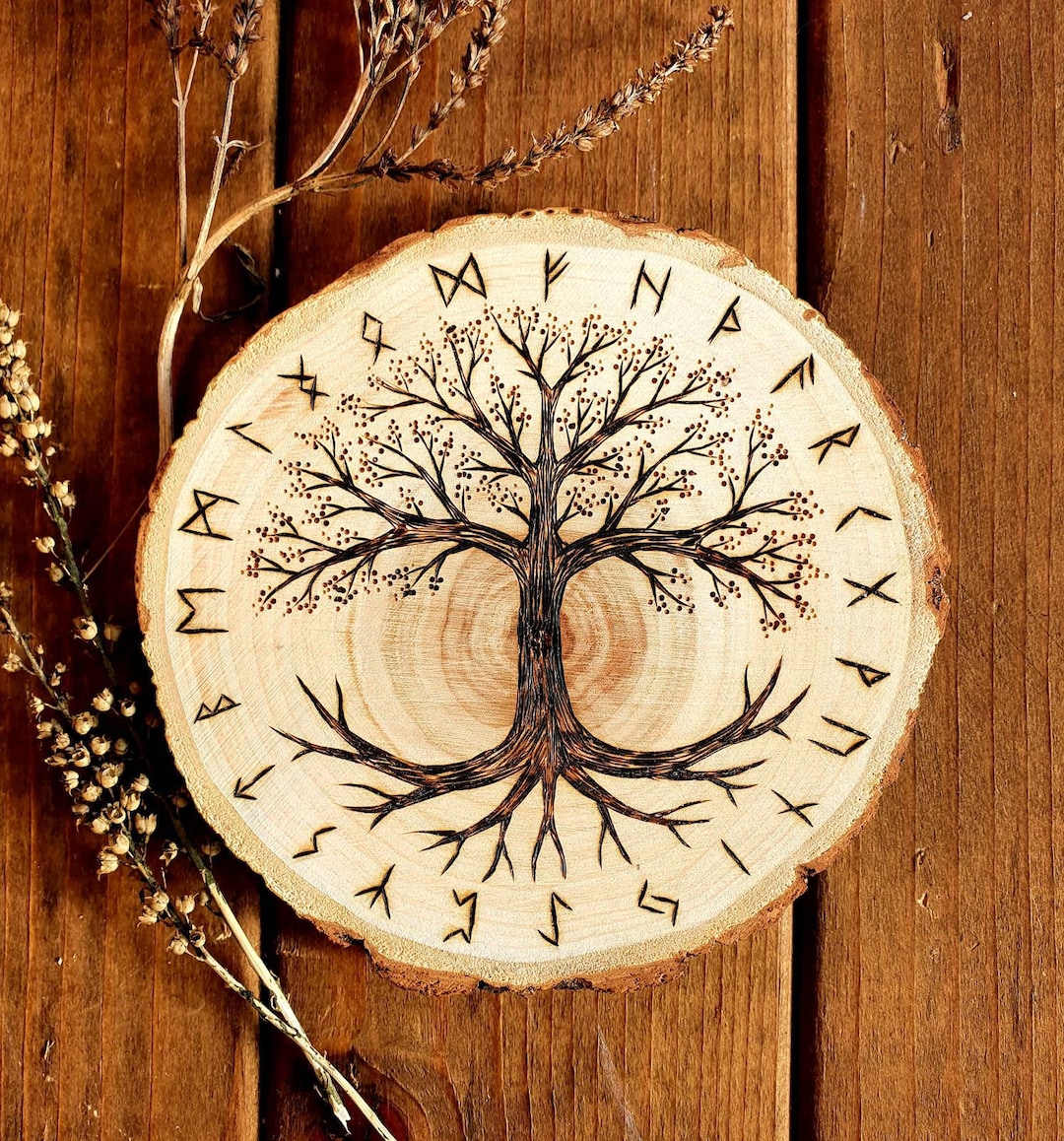 Yggdrasil Tree of Life Pyrography, Odin Norse Sacred Tree Art - Etsy