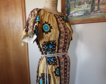 Vintage 1960s Barkcloth Hawaiian Dress or Tunic 40 bust!