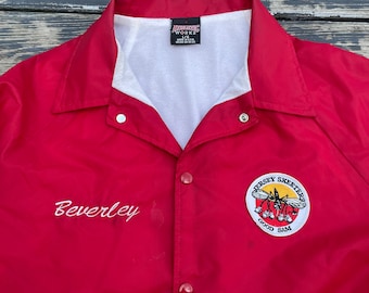 Vintage 70s Ladies Car Club Jacket Jersey Skeeters Good Sam Red Womens L Sportswear