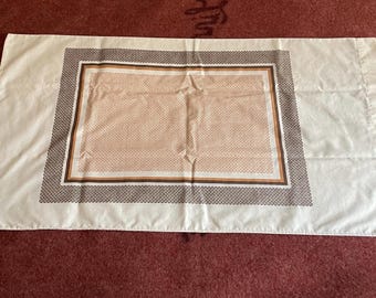 Vintage 1960s 1970s MCM California King XL Pillowcase 70s mod Brown Gold Geometric Squares