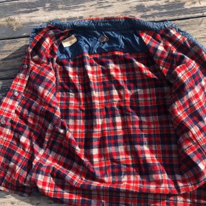 Vintage 1950s Pendleton Wool Shirt Jacket Red Blue Shirt Jac Size 42 Chest image 4