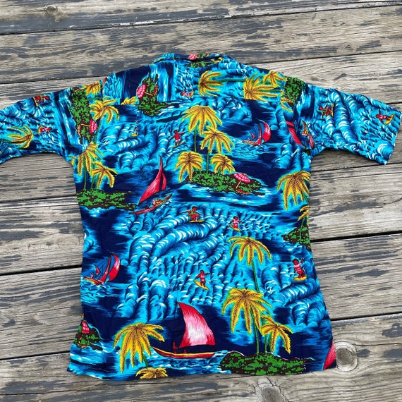 Vintage Rayon Hawaiian Aloha Shirt Islander Blue … - image 4