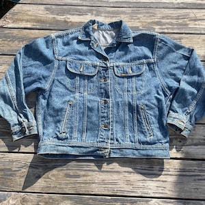 Vintage Lee Riders 101J Denim Jean Trucker Jacket Made in USA Mens 46 Chest