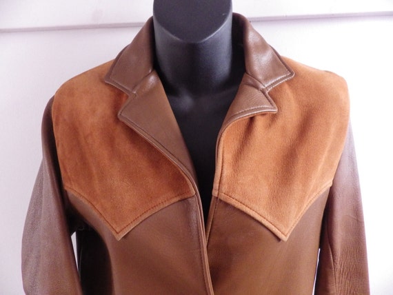 Gorgeous Vintage 2 tone Buckskin jacket Western s… - image 2