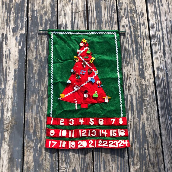 Vintage Handmade Christmas Fabric Advent Calendar Wall Hanging - Etsy