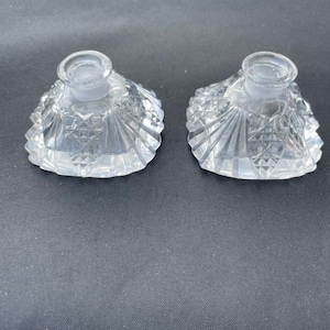 Pair Sparkling Vintage Czechoslovakian Crystal Glass Perfume Bottles Cottage Farmhouse Kitchen Set of Two