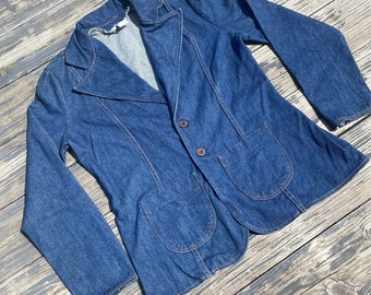 Giacca di jeans western in denim da donna Wrangler vintage anni '70 XL prodotta negli Stati Uniti