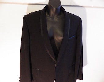 Vintage 1950s Shawl Collar Tuxedo Jacket size 44