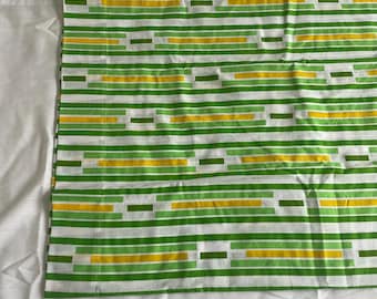 Vintage 1960s 1970s Green Yellow Striped Standard Pillowcase