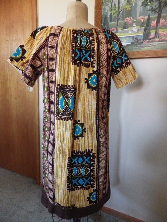 Vintage 1960s Barkcloth Hawaiian Dress or Tunic 4… - image 4