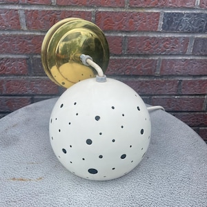 Vintage 1950s MCM Hanging Lamp Pierced Pendant Round Metal Shade