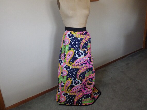 Vintage 1970s mod quilted wrap skirt womens M 29 … - image 2