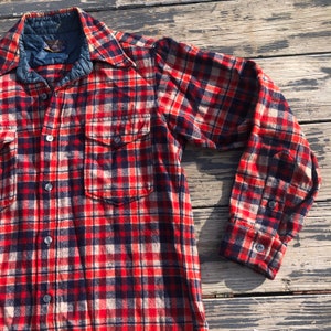 Vintage 1950s Pendleton Wool Shirt Jacket Red Blue Shirt Jac Size 42 Chest image 1