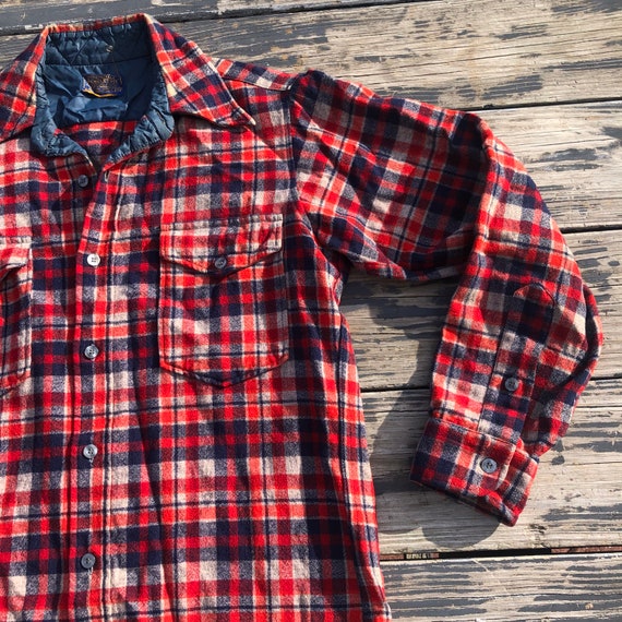Vintage 1950s Pendleton Wool Shirt Jacket Red Blue Shirt Jac - Etsy