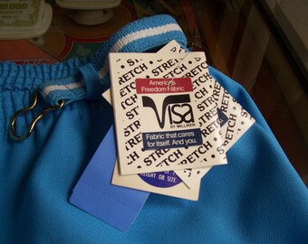 Deadstock turquoise 1970 1980s polyester pants with belt new with tags