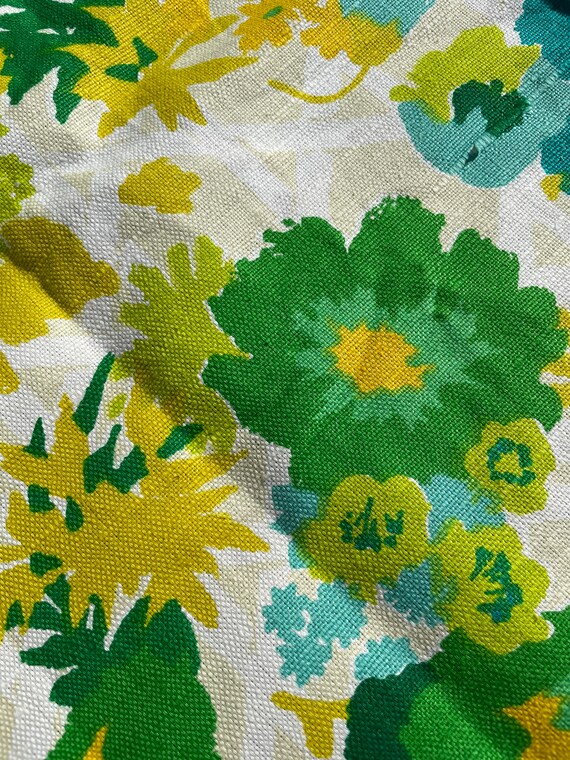 Vintage 1950s 1960s Upholstery Fabric by Cohama Blue Green Etsy
