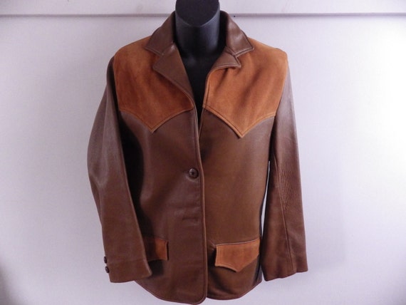 Gorgeous Vintage 2 tone Buckskin jacket Western s… - image 1