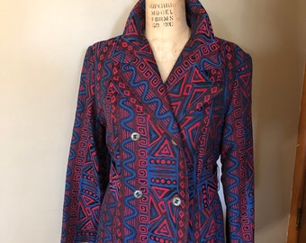 Stunning Vintage 1960s Mod Tapestry Trench Coat Boho Style Overcoat Raincoat Womens Medium