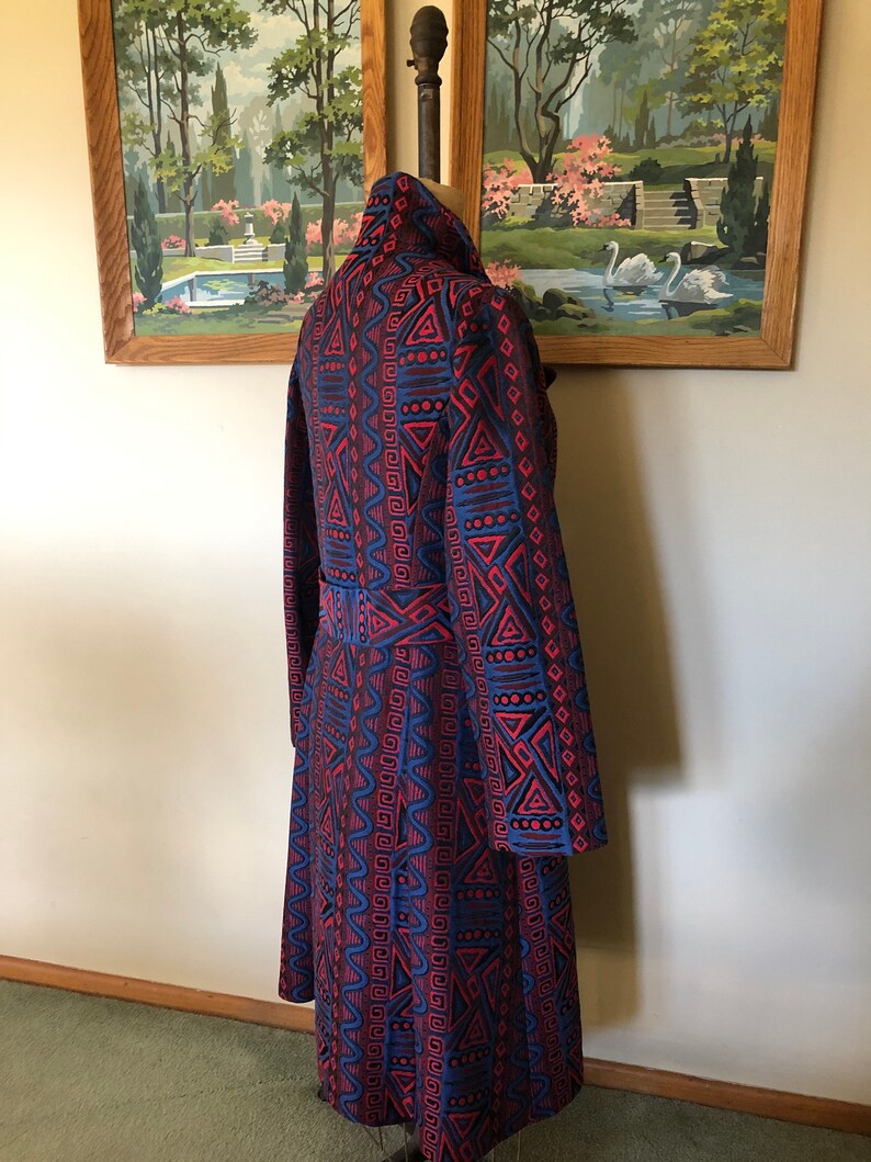 Stunning Vintage 1960s Mod Tapestry Trench Coat Boho Style Overcoat