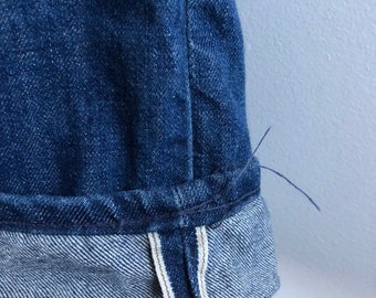 Vintage 1950s Selvedge Denim Womens Small Capri Shorts JC Penney Foremost Jeans Redline
