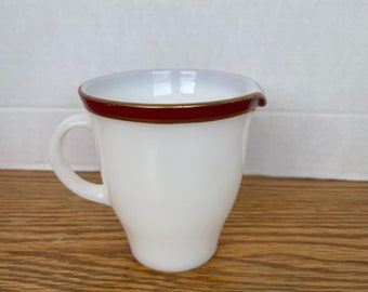Vintage Pyrex Table Wear Burgundy with Gold Stripe Creamer Pitcher Dishes Serving Pieces
