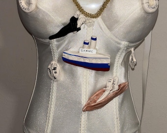 Titanic Artwork Unique Bustier One of a Kind Small Ceramic Sculpture Wearable Art Collage