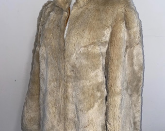 Vintage Women’s Jacket Jordache 1980’s Faux Fur Coat Champagne 11/12