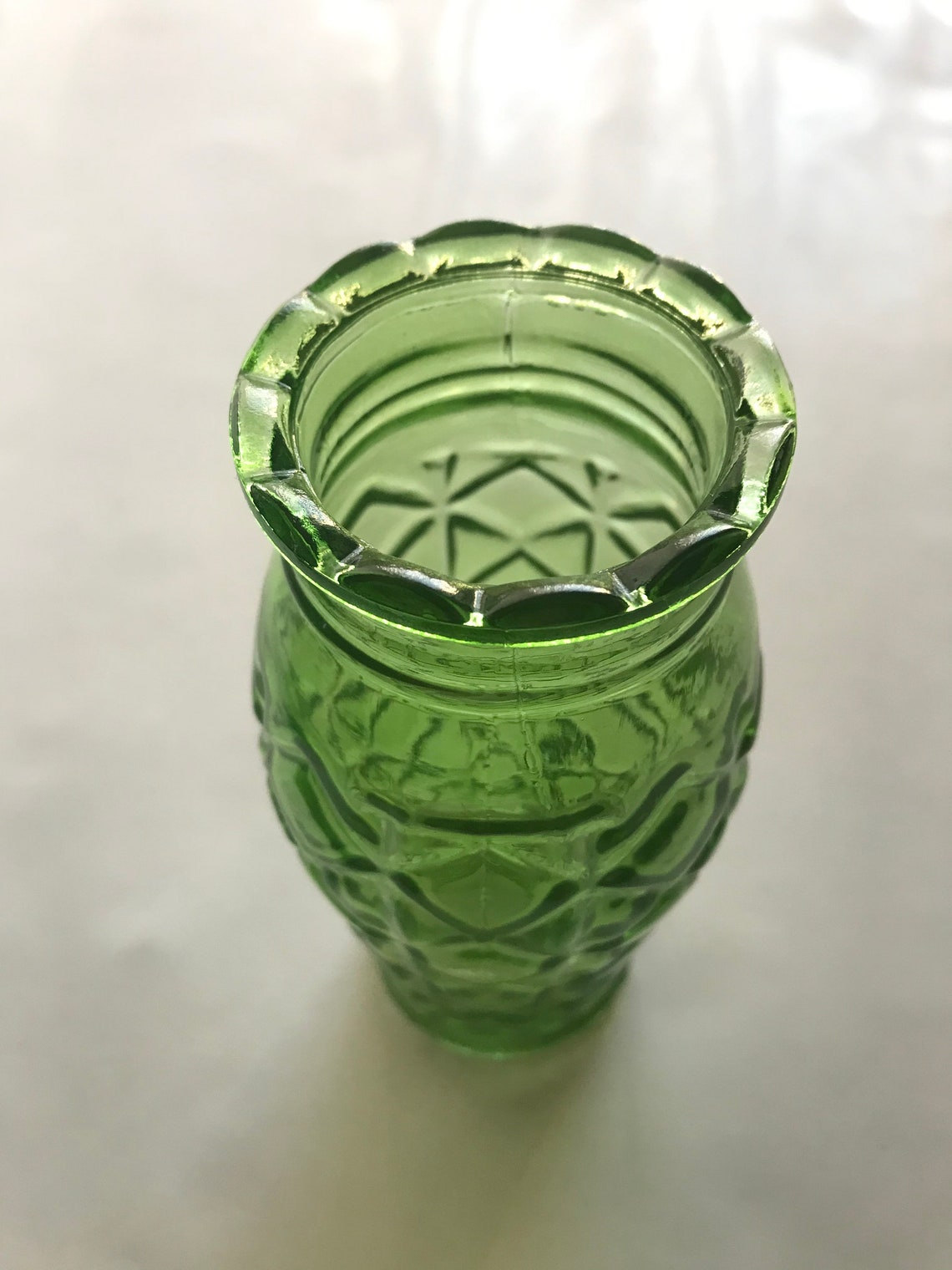 Set of Two Vintage Avocado Green Glass Vases Two Green Etsy