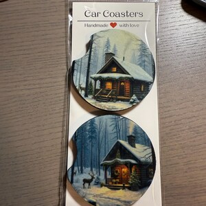 Ceramic Car Coasters Set of 2 with Cork Backing | Absorbent Auto Cup Holder Coasters image 8