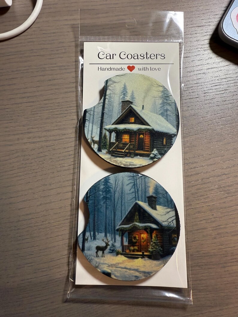 Ceramic Car Coasters Set of 2 with Cork Backing | Absorbent Auto Cup Holder Coasters image 8