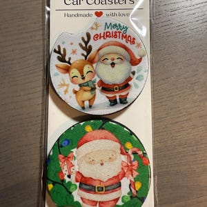 Ceramic Car Coasters Set of 2 with Cork Backing | Absorbent Auto Cup Holder Coasters image 7
