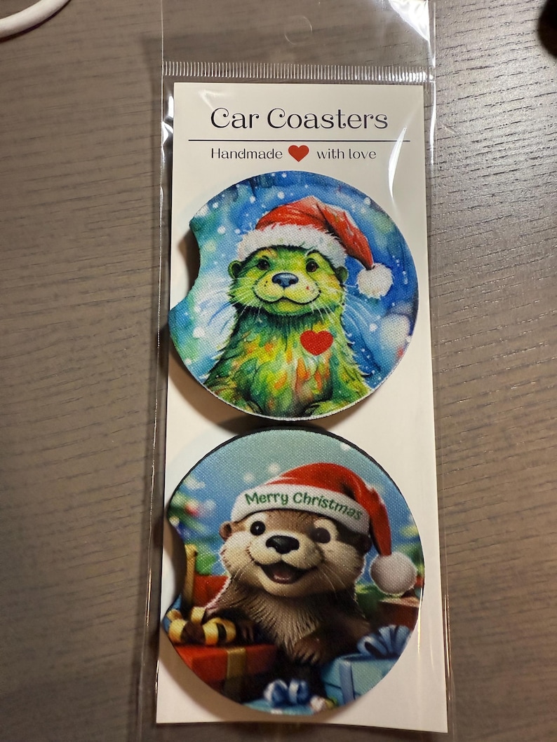 Ceramic Car Coasters Set of 2 with Cork Backing | Absorbent Auto Cup Holder Coasters image 6