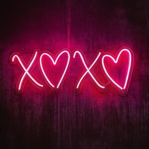 Pink Neon XOXO LED Wall Sign  Romantic Heart XOXO Light for Bedroom, Gaming Room, or Living Room Decor  Valentine’s Day Anniversary Gift