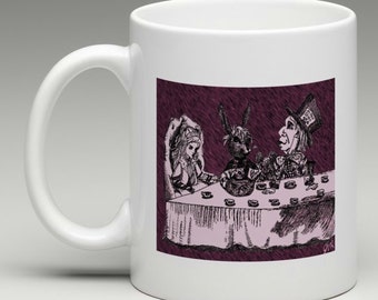 Alice in Wonderland Mug - Alice, Mad Hatter- Mad Tea Party, Tim Burton Inspired, proceeds to Alzheimer's Association