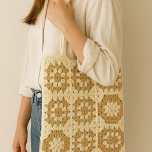 Granny Square Boho Tote Bag Crochet Pattern | Digital Download
