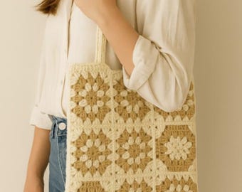 Patrón de crochet para bolso tote bohemio Grandma Square / Descarga digital