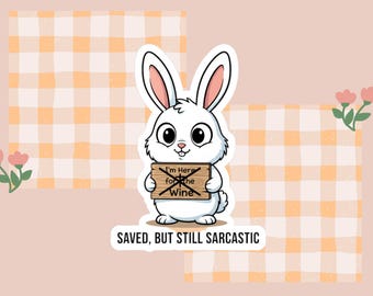 Pegatina de conejo sarcástico, humor cristiano, vinilo impermeable
