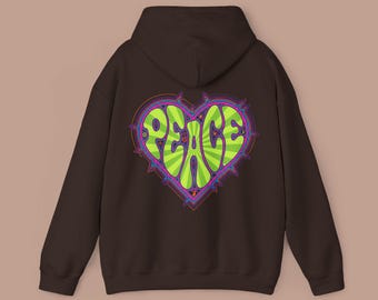 Sudadera con capucha de la paz, sudadera con capucha cristiana atrevida con gráfico de corazón, suéter unisex acogedor con fe para uso diario.