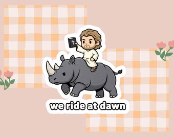Calcomanía de Jesús "Cabalgamos al amanecer", calcomanía de vinilo con humor cristiano, calcomanía impermeable con fe divertida