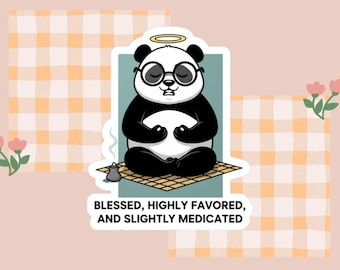 Pegatina de vinilo de Panda Bendito, calcomanía de humor cristiano, pegatina para portátil o botella de agua.