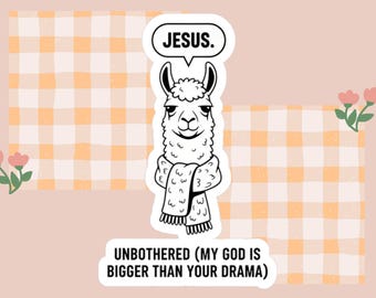 Pegatina de llama de Jesús despreocupado, humor cristiano, vinilo impermeable