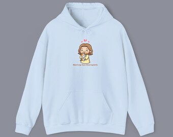 Sudadera con capucha de gato Jesús chibi, sudadera con humor cristiano
