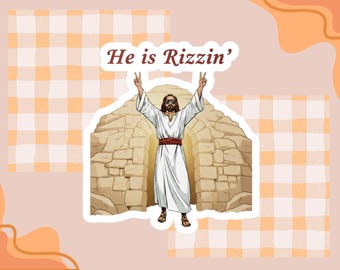 Pegatina "Él es Jesús", divertida calcomanía de vinilo con meme cristiano, pegatina para portátil, botella de agua y diario.