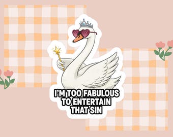 Divertida calcomanía de vinilo de cisne cristiano para portátil