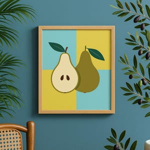 Mid-Century Modern Pear Print: Kitchen Wall Art (Digital Download
