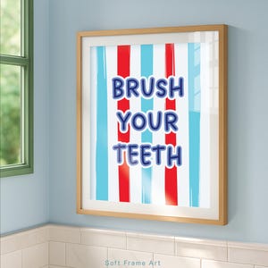 Brush Your Teeth Art Print: Fun Bathroom Decor for Kids (Digital Download)