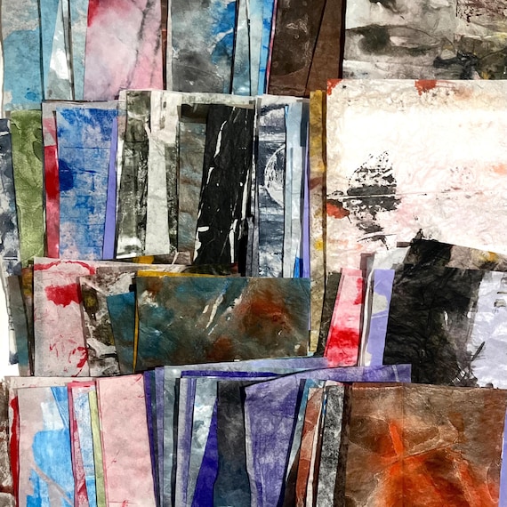 Hand Painted Tissue Paper | Random 10 Pieces | Full Sheets | Junk Journaling | Collage | Crafts | Gifts