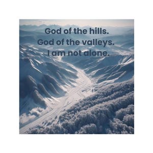 Winter Mountain Landscape Art, Christian Scripture Print (Digital Download)