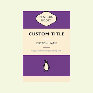 Custom Penguin Book | Digital Download | Poster | Print | Wall Art | A2 | A4 | A5 | Personalised | Printable | Cover | Author |