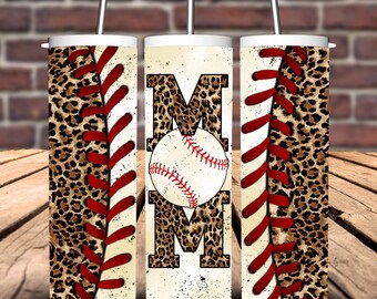 Baseball Mom Leopard Print Sublimation Tumbler